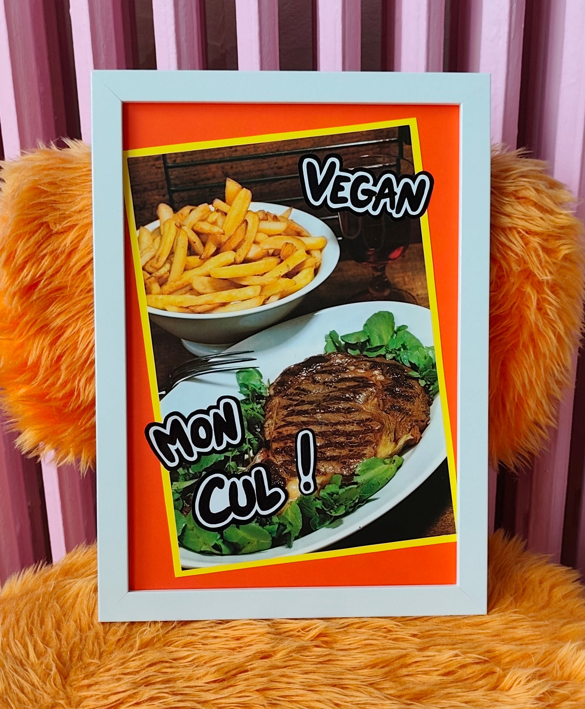 Tableau vintage unique - "Vegan mon cul"