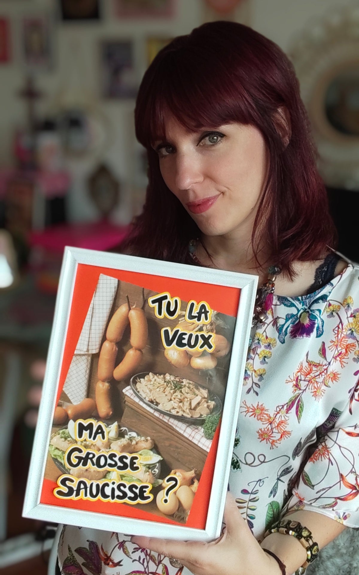 Tableau vintage unique - "Grosse saucisse"